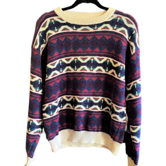 Vintage 80s/90s knit sweater geometric pattern - Picture 1 of 15